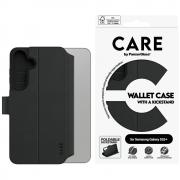 Carcasa flip cover CARE by PanzerGlass Feature Wallet Kickstand compatibila cu Samsung Galaxy S25 Plus, Negru