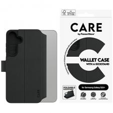 Carcasa flip cover CARE by PanzerGlass Feature Wallet Kickstand compatibila cu Samsung Galaxy S25 Plus, Negru