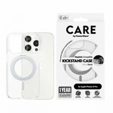 Carcasa CARE by PanzerGlass Kickstand MagSafe compatibila cu iPhone 15 Pro, Transparent