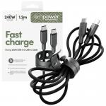 Cablu pentru incarcare si transfer de date PanzerGlass Empower Racing, USB-C/USB-C, 240W, 1.2m, Negru 6 - lerato.ro