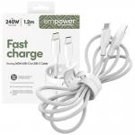 Cablu pentru incarcare si transfer de date PanzerGlass Empower Racing, USB-C/USB-C, 240W, 1.2m, Alb 6 - lerato.ro