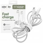 Cablu pentru incarcare si transfer de date PanzerGlass Empower Racing, USB-C/USB-C, 240W, 2m, Alb 6 - lerato.ro