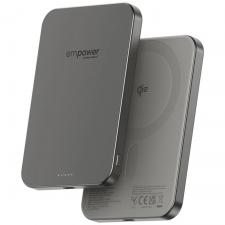 Baterie externa portabila PanzerGlass Empower, 5000 mAh, PD 20W, Incarcare Wireless, 1x USB-C, 1x USB-A, Titanium