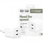 Incarcator retea PanzerGlass Turbo, 2x USB-C, 45W, Alb 3 - lerato.ro