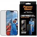 Folie sticla securizata PanzerGlass Ultra-Wide Fit Fastfit Privacy compatibila cu iPhone 17 / 16 Pro, Negru 2 - lerato.ro