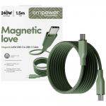 Cablu pentru incarcare si transfer de date PanzerGlass Empower Racing, 2x USB-C, 240W, 1.5m, Verde 5 - lerato.ro