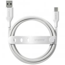 Cablu pentru incarcare si transfer de date PanzerGlass Empower Racing, USB-A la USB-C, 60W, 1.2m, Alb
