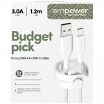 Cablu pentru incarcare si transfer de date PanzerGlass Empower Racing, USB-A la USB-C, 60W, 1.2m, Alb 7 - lerato.ro