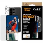 Kit protectie 3 in 1 CARE by PanzerGlass, Carcasa Urban Combat, Folie protectie ecran Ultra-Wide Fit Privacy si Protectie camera foto Hoops, compatibil cu Samsung Galaxy S26 Ultra, Transparent 2 - lerato.ro