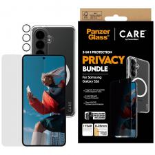 Kit protectie 3 in 1 CARE by PanzerGlass, Carcasa Urban Combat, Folie protectie ecran Ultra-Wide Fit Privacy si Protectie camera foto Hoops, compatibil cu Samsung Galaxy S26, Transparent