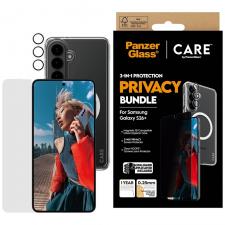 Kit protectie 3 in 1 CARE by PanzerGlass, Carcasa Urban Combat, Folie protectie ecran Ultra-Wide Fit Privacy si Protectie camera foto Hoops, compatibil cu Samsung Galaxy S26 Plus, Transparent