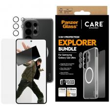 Kit protectie 3 in 1 CARE by PanzerGlass, Carcasa Urban Combat, Folie protectie ecran Ultra-Wide Fit si Protectie camera foto Hoops, compatibil cu Samsung Galaxy S26 Ultra, Transparent