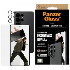 Set protectie 2-in-1 PanzerGlass, 1x folie sticla Ultra-Wide Fit si 1x folie protectie camera foto Hoops, compatibil cu Samsung Galaxy S26 Ultra, Transparent