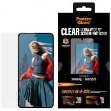 Folii protectie Samsung Galaxy S26, Folie sticla securizata PanzerGlass Ultra-Wide Fit FastFit, Kit montare inclus, compatibila cu Samsung Galaxy S26, Transparent, lerato.ro