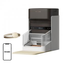 Dispenser smart hrana pentru animale de companie Petlibro DistribuitorRFID, capace laterale, 3L, Alb/Gri