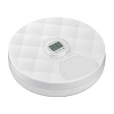 Dispenser pentru hrana Petwant F19L-B pentru animale, 6 compartimente, Alb