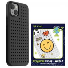 Carcasa Pinit Dynamic si Set Emoji Pin Model 1 compatibile cu iPhone 14 / 15 / 13, Negru