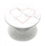 Suport magnetic universal pentru telefon Popsockets 2 Stoney Heart, Extensibil, Alb