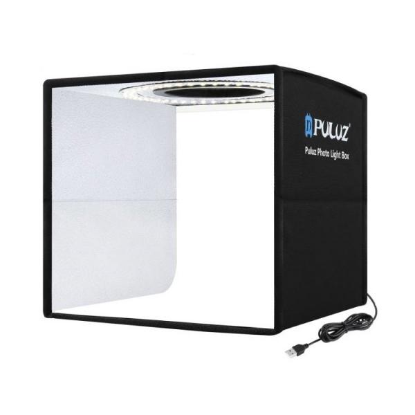 Mini studio portabil Lightbox PU5025B PULUZ, LED-uri incorporate, fundaluri multiple, fotografie/mini-filmulete de produs, 25x25cm, Negru 1 - lerato.ro