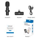 Set microfoane tip lavaliera PU3151B Puluz si recepetor cu USB-C, Omnidirectional, USB-C, Wireless, 2 bucati, Negru 8 - lerato.ro