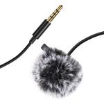 Microfon tip lavaliera PU424 Puluz, Wired Condenser Recording, Jack 3.5 mm, Lungime 1.5m, Negru