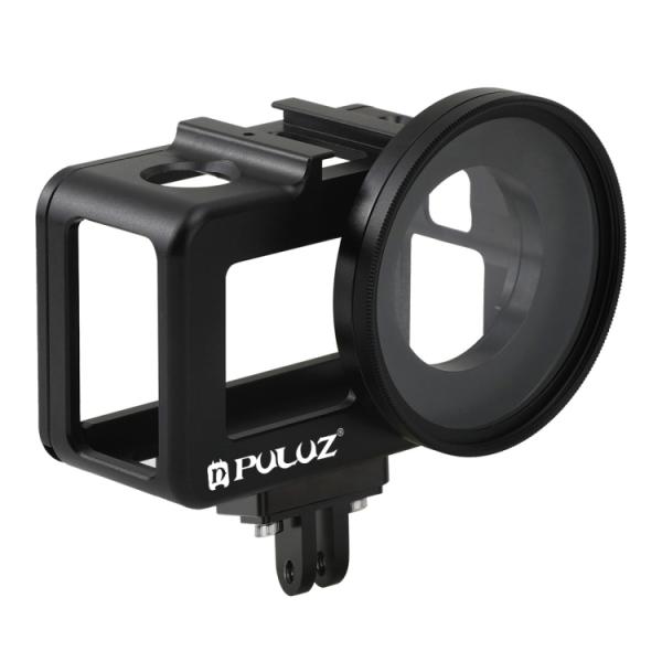 Carcasa protectie PU393B Puluz cu lentila cu filtru UV pentru camera video sport DJI Osmo Action, Aluminiu, Negru 1 - lerato.ro