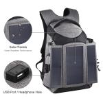 Rucsac cu panouri solare PU5012H Puluz pentru camera video sport si accesorii, USB, Audio 3.5mm, 14W, Gri 4 - lerato.ro