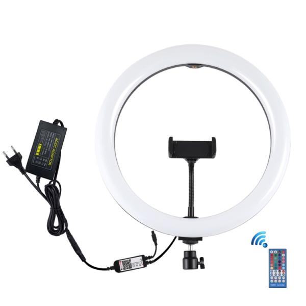 Suport pentru telefoane PU411EU Puluz pentru Vlogging, Lampa LED, control telecomanda sau aplicatie, lumina reglabila RGB/Alba, Negru 1 - lerato.ro