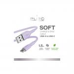 Cablu pentru incarcare si transfer de date Puro Soft, USB-A la USB-C, 18W, 480Mbps, 1.5m, Mov 3 - lerato.ro
