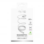 Cablu pentru incarcare si transfer de date Puro Magnetic, 2x USB-C, 60W, 20Gbps, 1m, Alb 3 - lerato.ro