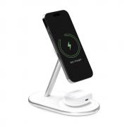 Statie de incarcare 2 in 1 Puro Mag Station, Compatibila MagSafe, Wireless Charge, 15W, Cablu USB-C inclus, Alb