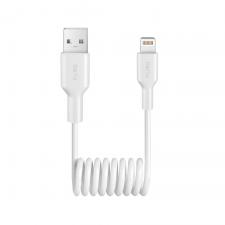 Cabluri de date si incarcare, Cablu pentru incarcare si transfer de date Puro Spiral, USB-A la Lightning, 12W, 1m, Alb, lerato.ro