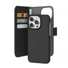 Carcasa flip cover din piele Puro Wallet Detachable cu MagSafe compatibila cu iPhone 15 Pro Max, Negru