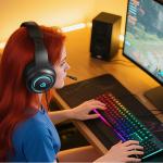 Casti gaming cu fir QCY V200 Pro, Sunet 7.1, Drivere 50mm, Microfon detasabil, Iluminare RGB, USB-A, Negru 10 - lerato.ro