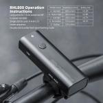 Lumina bicicleta Rockbros 24710012001, 3000 mAh, 800 lm, USB-C, IPX6, Negru 3 - lerato.ro