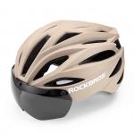Casca de protectie ciclism cu viziera si ochelari UV detasabili Rockbros, 58-62cm, Maro 2 - lerato.ro