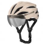Casca de protectie ciclism cu viziera si ochelari UV detasabili Rockbros, 58-62cm, Maro 3 - lerato.ro
