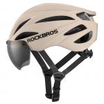 Casca de protectie ciclism cu viziera si ochelari UV detasabili Rockbros, 58-62cm, Maro 4 - lerato.ro