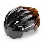 Casca de protectie ciclism cu viziera si ochelari UV detasabili Rockbros, 58-62cm, Negru/Maro 2 - lerato.ro