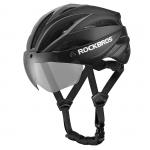 Casca de protectie ciclism cu viziera si ochelari UV detasabili Rockbros, 58-62cm, Negru/Maro 3 - lerato.ro