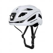 Casca de protectie ciclism Rockbros ZK-077, 57-61cm, Ventilatie eficienta, Sistem de iluminare integrat, Incarcare USB-C, Alb