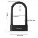 Antifurt bicicleta Rockbros 32210818001 Smart U-Lock, Deblocare amprenta / aplicatie / cheie, Bluetooth, Incarcare USB-C, Negru 6 - lerato.ro