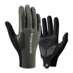 Manusi pentru ciclism Rockbros 16110006002 cu absortie a socurilor, Material respirabil, Marimea M, Negru / Verde 2 - lerato.ro