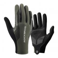 Accesorii Auto / Moto / Bicicleta, Manusi pentru ciclism Rockbros 16110006002 cu absortie a socurilor, Material respirabil, Marimea M, Negru / Verde, lerato.ro