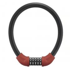 Antifurt bicicleta, Antifurt bicicleta Rockbros RKS570-RD, Cu Cifru, Lungime 55cm, Cablu din otel, Negru / Rosu, lerato.ro