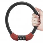 Antifurt bicicleta Rockbros RKS570-RD, Cu Cifru, Lungime 55cm, Cablu din otel, Negru / Rosu 3 - lerato.ro