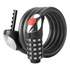 Antifurt bicicleta, Antifurt bicicleta Rockbros RKS531, Cu Cifru, Lungime 180cm, Cablu din otel, Iluminare LED, Negru, lerato.ro