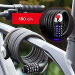Antifurt bicicleta Rockbros RKS531, Cu Cifru, Lungime 180cm, Cablu din otel, Iluminare LED, Negru 5 - lerato.ro