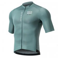 Tricou cu maneca scurta pentru ciclism Rockbros Road To Sky, Slim fit, Respirabil, Nailon / Elastan, Marime S, Grey Blue