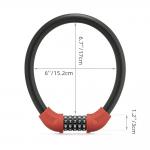 Antifurt bicicleta Rockbros RKS870-RD, Cu Cifru, Lungime 85cm, Cablu din otel, Rosu 4 - lerato.ro